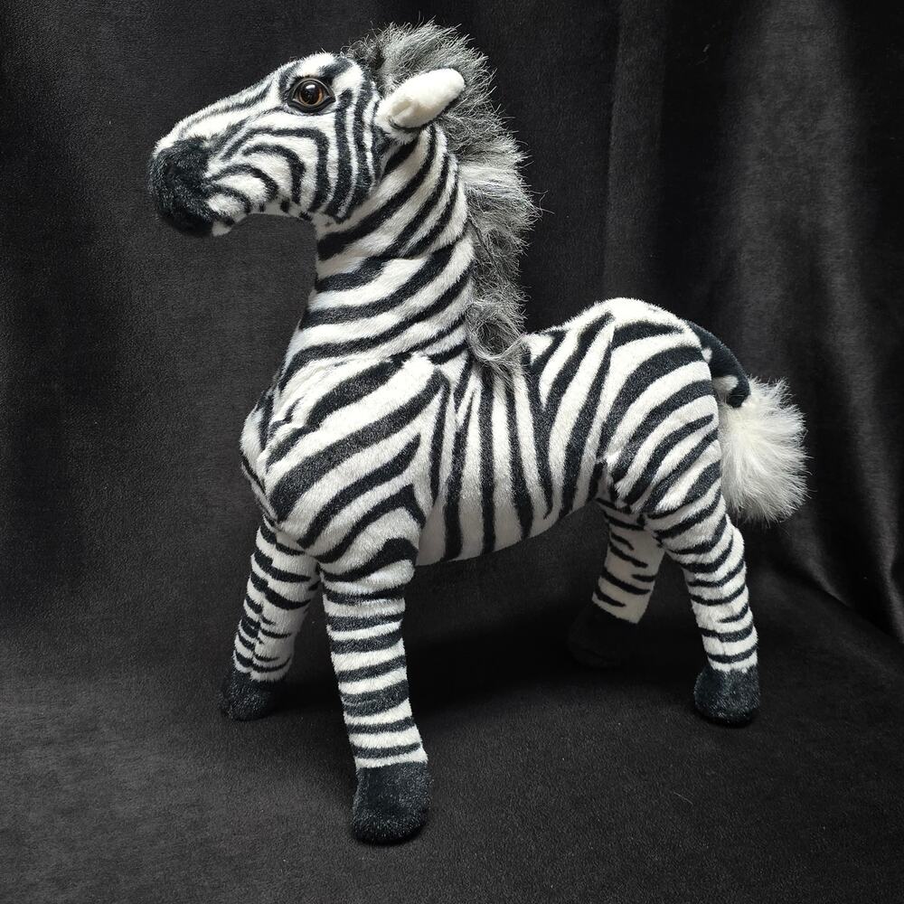 Lifelike Zebra Realistic Bendable Horse Wildlife Stuffed Animal Soft Plush Toy